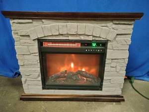 lot 11 image: LifeSmart Large Square Faux Stone Infrared Fireplace