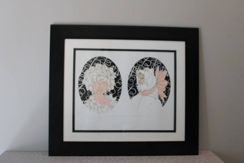lot 20 image: Framed Artwork Featuring Two Stylized Figures