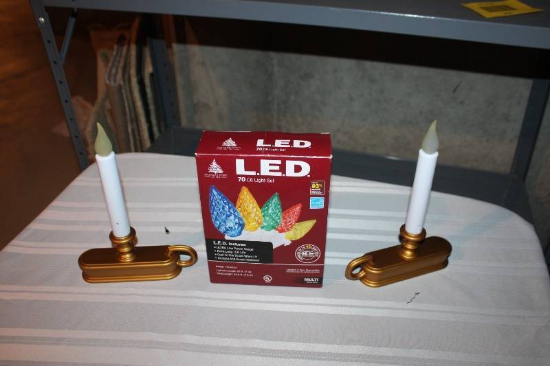 lot 254 image: 2 LED Window Candles with Boxed 70 Count LED Light Set