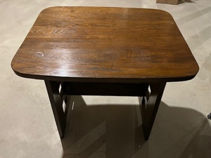 lot 367 image: Wood End Table with Lattice Design Sides