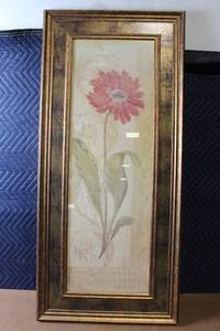 lot 416 image: Framed Botanical Artwork Featuring Pink Flower