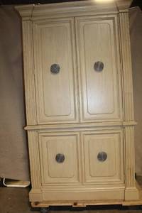 lot 418 image: Wooden Armoire with Double Doors and Multiple Drawers