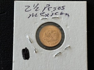 lot 2 image: 1945 Mexico Gold 2 12 Peso Coin 180,000 Minted