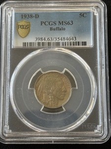 lot 4 image: 1938-D Buffalo Nickel PCGS MS63