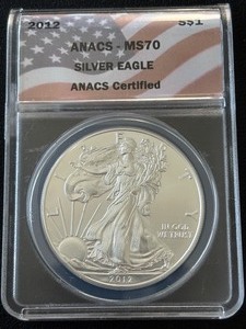lot 8 image: 2012 Silver Eagle ANACS MS70