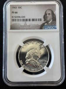 lot 14 image: 1963 Franklin Half Dollar Proof NGC PF66