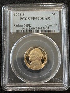 lot 16 image: 1978-S Jefferson Nickel Proof PCGS PR69 Deep Cameo