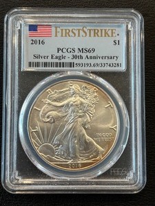 lot 98 image: 2016 Silver Eagle PCGS MS69