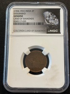 lot 105 image: 1904-1931 India 2P Hyderabad NGC