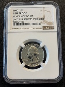 lot 107 image: 1960 Washington Quarter NGC Gem Proof