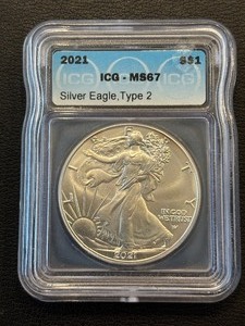 lot 110 image: 2021 Silver Eagle Type 2 ICG MS67