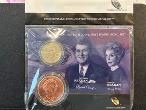 lot 118 image: Reagan Dollar and First Spouse Medal Set