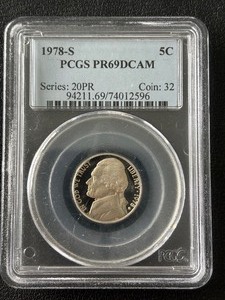 lot 176 image: 1978-S Jefferson Nickel Proof PCGS PR69 Deep Cameo