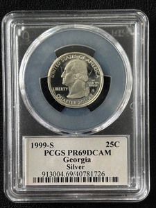 lot 179 image: 1999-S Georgia Silver Quarter Proof PCGS PR69 Deep Cameo