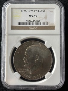 lot 180 image: 1976 Type 2 Eisenhower Dollar NGC MS65