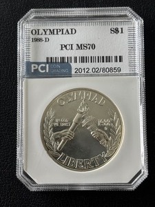 lot 181 image: 1988-D Olympiad Silver Dollar PCI MS70