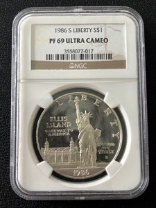 lot 187 image: 1986-S Liberty Silver Dollar Proof NGC PF69 Ultra Cameo