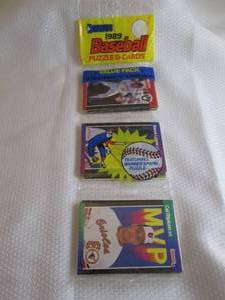 lot 51 image: 1989 Donruss Rack Pack Ripken MVP C...