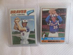 lot 123 image: 1976 & 77 Topps Phil Niekro Cards...