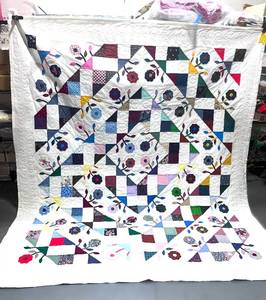 Summer Fragrance Quilt Hand Stitched 86" X 99"