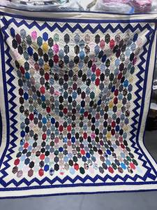 Coffin Block/Hexagon Quilt Hand Stitched 75" X 94"