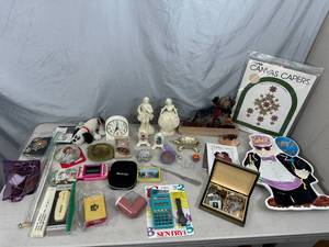 lot 20 image: Assorted Collectibles, Pins, Home Decor, Vintage Items