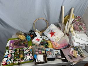 lot 27 image: Fabric, Thread, Sewing Supplies, Needlepoint, and More