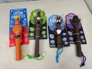 lot 50 image: 4 New The Sticks Hard Rubber Dog Toys