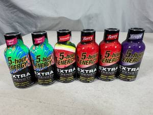 lot 202 image: 6 New 5 Hour Energy Shots - 4 Flavors