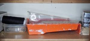 lot 72 image: Shelf Lot of Assorted Tools, Paint Supplies, and Decor Items