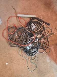 lot 110 image: Mixed Lot of Extension Cords, Power Strips, and Various Cables