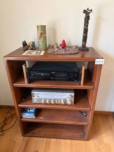 lot 119 image: Wooden Stereo Cabinet with Adjustable Shelves 40x32x16 Inches - contents not included