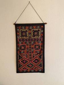 lot 134 image: Handcrafted Textile Wall Hanging with Colorful Embroidery