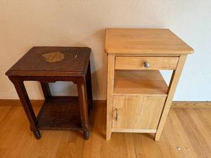 lot 145 image: Pair of Wooden End Tables with Drawer and Shelf
