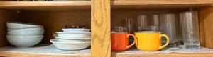 lot 175 image: Assorted Kitchenware Collection with Glasses, Bowls, Plates, and Colorful Mugs