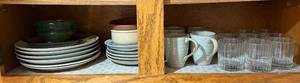 lot 176 image: Kitchenware Collection with Stoneware Mugs, Glasses, Plates, and Bowls