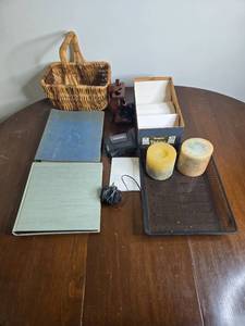 lot 240 image: Household and Office Miscellaneous Lot with Sony Walkman, Albums, Candles, and Accessories