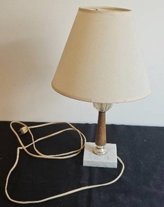 lot 249 image: Vintage Table Lamp with Marble Base and Fabric Shade