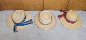 lot 275 image: Set of 3 Straw Sun Hats with Decorative Scarves