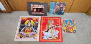 lot 276 image: Collection of Art Prints and Record Including Hindu Deity Posters and Lester Young Album