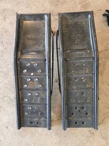lot 304 image: Pair of Heavy Duty Metal Car Ramps for Maintenance and Repair