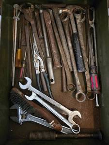lot 308 image: Vintage Hand Tools Collection with Wrenches, Screwdrivers, and Pliers