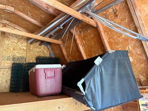 lot 335 image: Collection of Wire Fencing, Red Cooler, and Utility Cart Bin