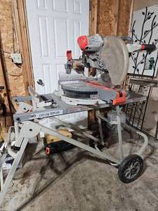 Rigid 12" Dual Bevel Slide Compound Miter Saw w/Mobile Workstand