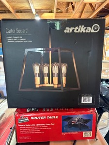 lot 15 image: Artika Carter Square 4-Light Chandelier - Open Box