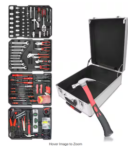 lot 24 image: 899-Piece Home Repair Tool Set Tool Box Storage Box with 4-Drawers in Silver