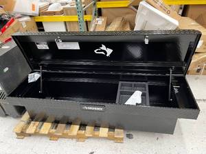lot 17 image: Husky 71.36 in. Matte Black Aluminum Full Size Crossbed Truck Tool Box (see pictures)