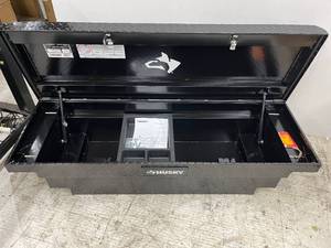 lot 18 image: Husky 61.86 in. Matte Black Aluminum Low Profile Mid-Size Crossbed Truck Tool Box (see pictures)