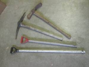 lot 28 image: (F-2) 2 Vintage Pick Axes and 2 Han...