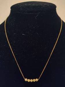 lot 57 image: 10K Gold Necklace wPearls